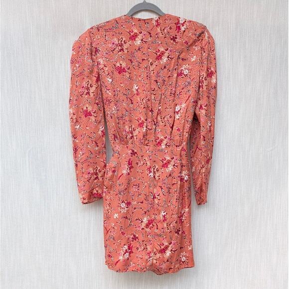 NWT Isabel Marant Etoile Baikal Floral Wrap Mini Dress in Papaya, size FR40/L - Picture 3 of 11